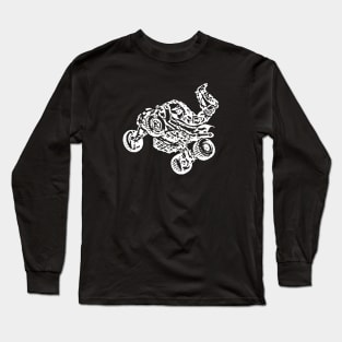 ATV Quad Freestyle White Sketch Art Long Sleeve T-Shirt